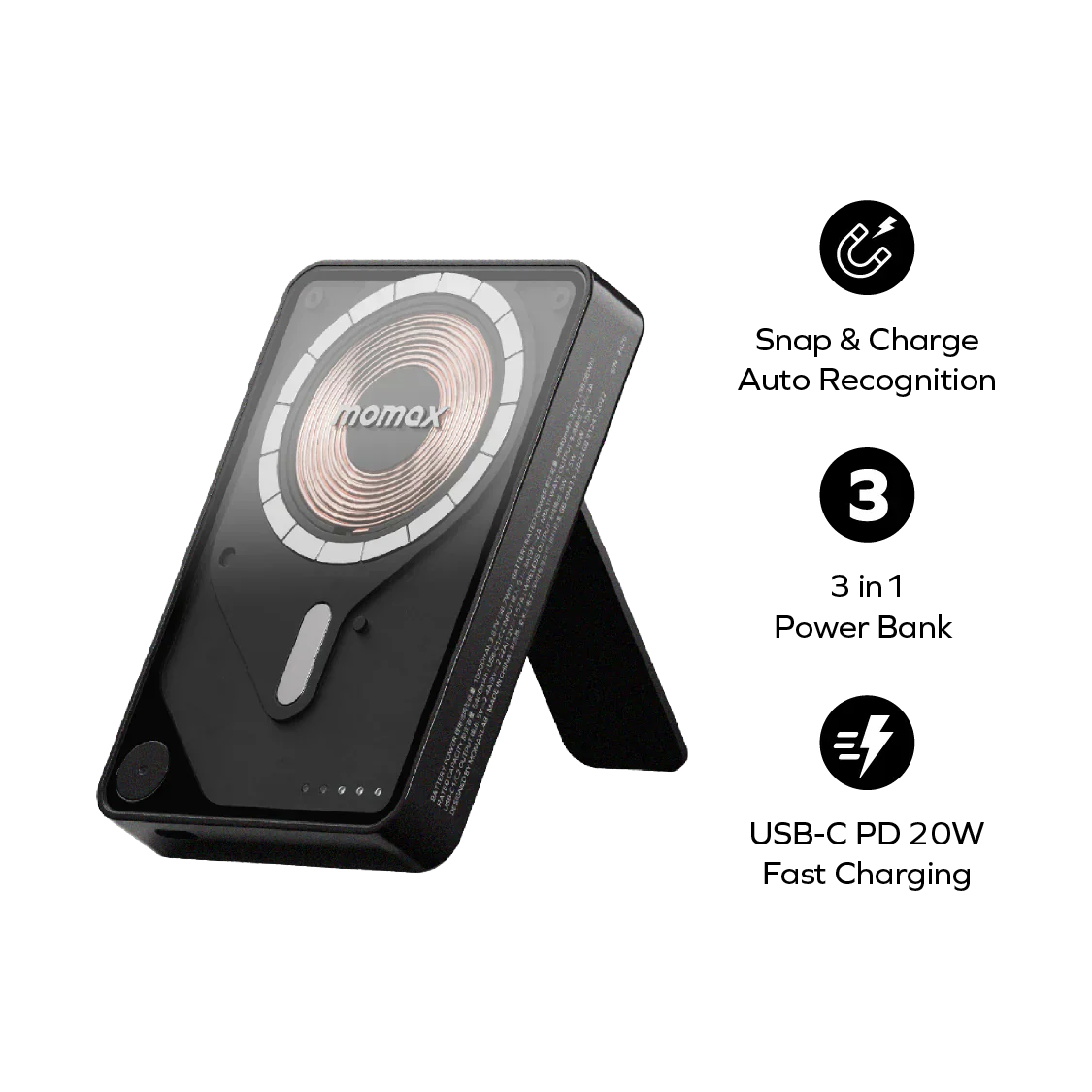 Momax 1-Power X Pro+ 10000mAh 內置USB-C線移動源支架 (CCC 認證)