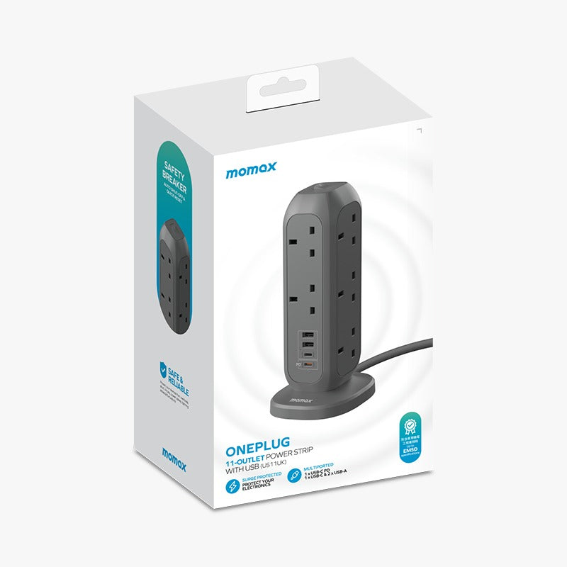 「慳位小電塔」- Momax ONEPLUG 直立式 11位拖板 ＋ 4 USB